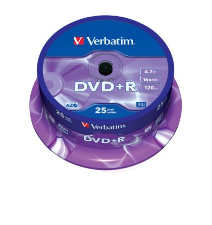 DVD+R Verbatim 4.7GB 16x, опаковка 25 на шпиндел