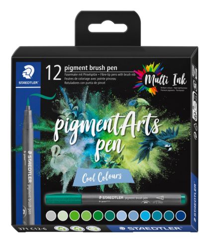 Флум. Staedtler Pigment Brush 371, 12цв,студени цв