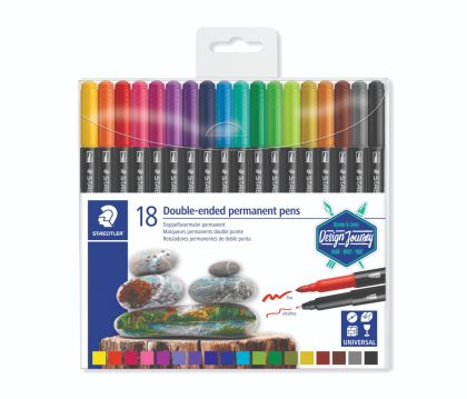 Перманентни маркери Staedtler Design Journey , двувърхи, 18 цвята