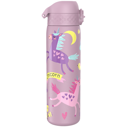 Бутилка за вода Ion8 Print, метална, 600ml, Unicorns