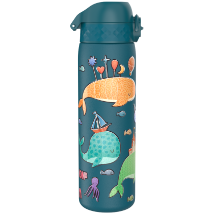 Бутилка за вода Ion8 Print, метална, 600ml, Whales