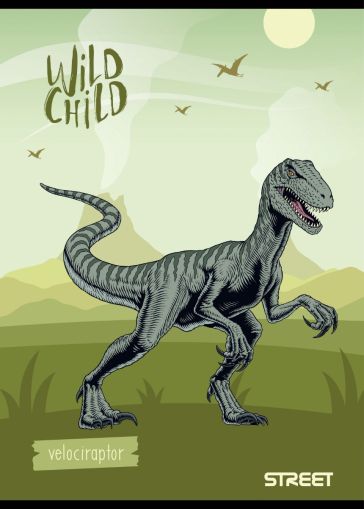 Тетрадка Street, А4, бели листа, 54л, Dinosaurs