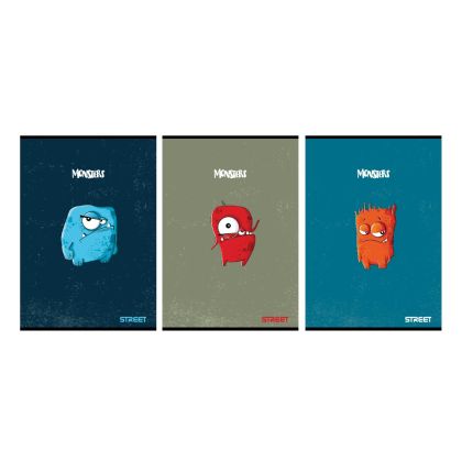 Тетрадка Street, А5, бели листа, 54листа, monsters