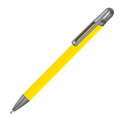 Химикалка от рециклиран алуминий, гумирана, ЖЪЛТ