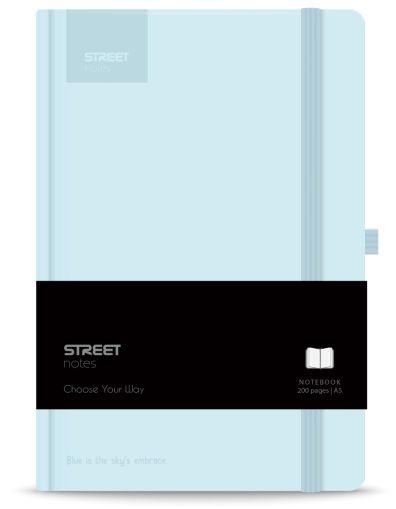 Бележник с ластик A5 Street, твърда корица, 96листа, PAST.BLUE