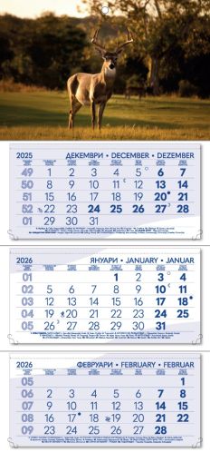 Стенен работен календар РК 103, 3 секции, син