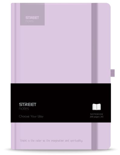 Бележник с ластик A5 Street, твърда корица, 96 листа, PAST.VIOLE