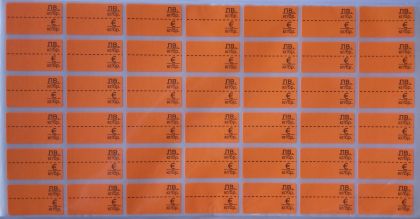 Етикети 17х30 mm,30л.,1260 бр,лв/евро, оранж