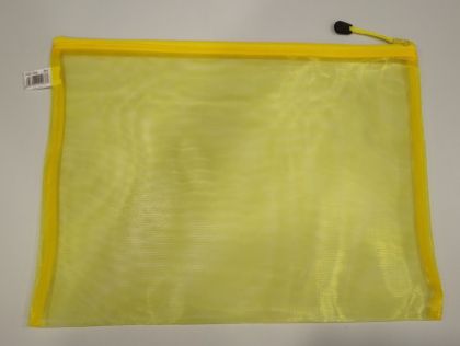 Папка с цип В4, мрежа, жълта