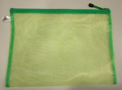 Папка с цип В4, мрежа, зелена