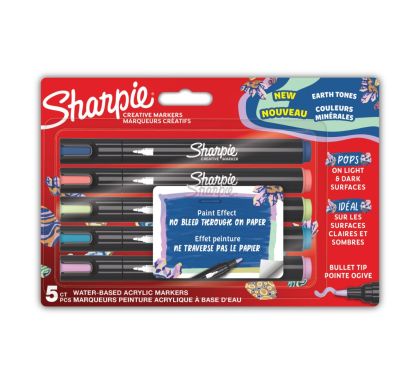 Комплект маркери Sharpie Acrylic, 5 цвята, бл,земни цветове