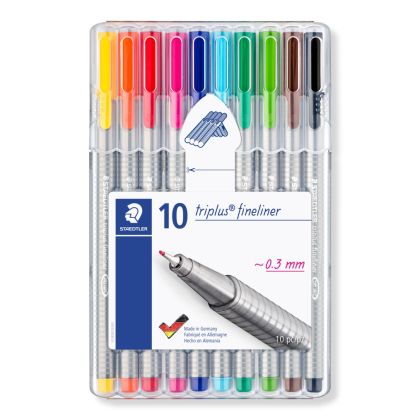 Комплект тънкописци Staedtler 334, 10 цвята в кутия