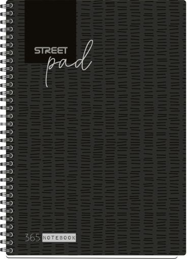 Тетрадка Street Pad, А4, спирам,ламинат, 100листа, широки редове , черна