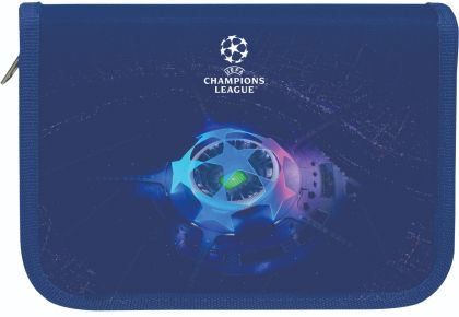 Несесер UEFA 1 цип, 2 прегради, празен, 21x4x14cm, син