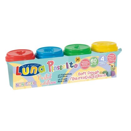 Комплект Luna тесто за моделиране, 4 цвята x 60g, ПАСТЕЛНИ