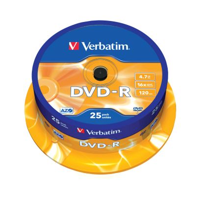 DVD-R Verbatim 4.7GB 16x, опаковка 25 броя на шпиндел