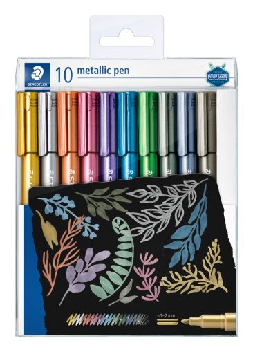 Маркери Staedtler Metallic, объл връх, 1-2 mm, 10 цвята