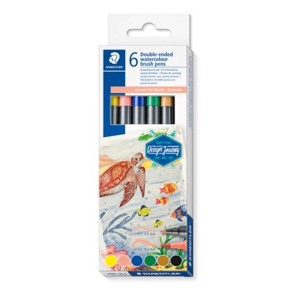 Акварелни  флумастри Staedtler DJ, двувърхи, 6 цвята, AMERICA