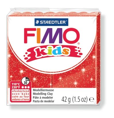 Полимерна глина Staedtler Fimo Kids,42g,блестящо червен 212