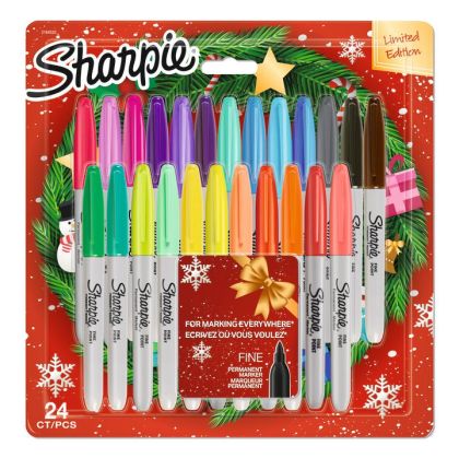 Комплект перманентни маркери Sharpie XMAS, F, 24 цвята