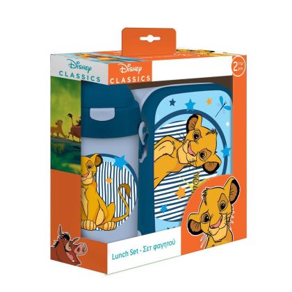 Комплект кутия за храна и бутилка 500 ml, PP, lion king