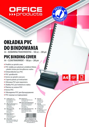 Корица за подвързване, PVC, А4 200микрона опаковка 100, прозрачна