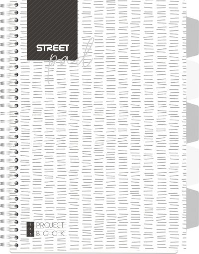 Тетрадка Street Pad, А5, спирала, PP, 100 листа, широки редове, white