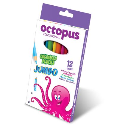 Цветни моливи Octopus Jumbo, 12 цвята