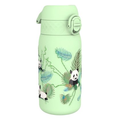 Бутилка за вода Ion8 Print, метална, 400ml, ПАНДИ