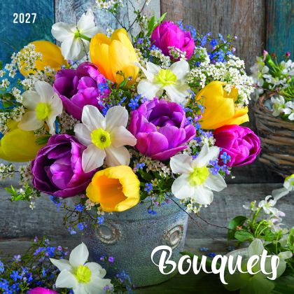 Настолен календар-пирамидка със спирала 2027, Bouquets