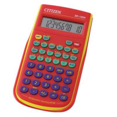 Научен калкулаторCitizen,8+2 разр,SR-135N, червен