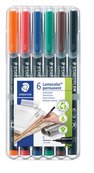 Комплект маркери Staedtler Lumocolor 313 OHP S, 6 цвята
