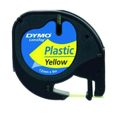 Eтикети Dymo за LetraTag, 12mmх4m, пластмасови, жълт