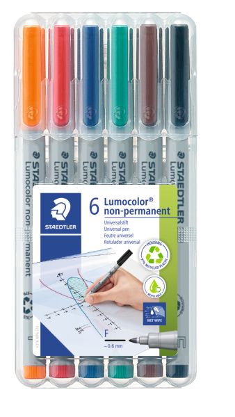 Комплект маркери Staedtler Lumocolor 316 F, 6 цвята