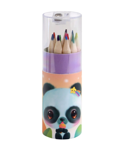 Цветни моливи Bangoberry Pally Panda, 12 цвята тубус
