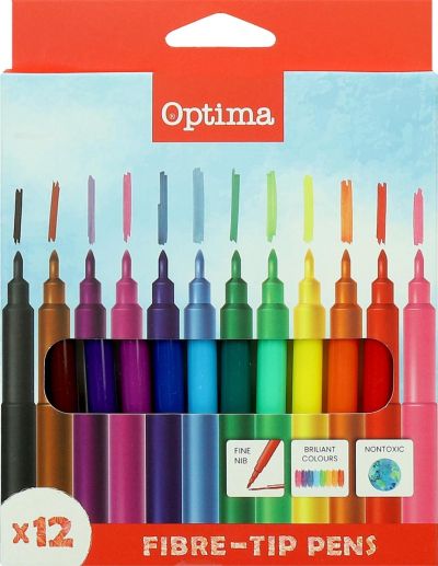 Флумастри Optima, 12 цвята