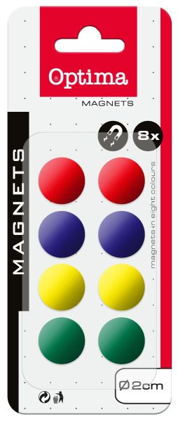 Магнити за бяла дъска Optima, 20mm, опаковка 8