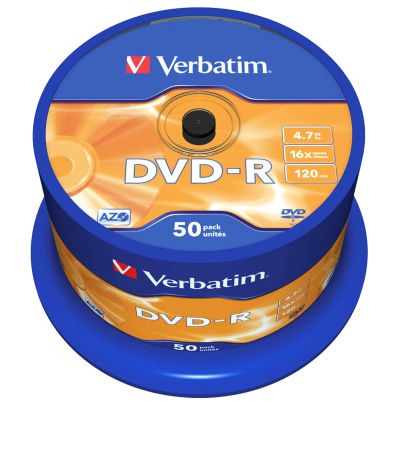 DVD-R Verbatim 4.7GB 16x, опаковка 50 броя на шпиндел