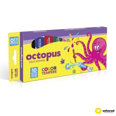 Темперни боички Octopus, 10 цвята х 12 ml