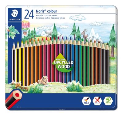 Цветни моливи Staedtler Noris 185, 24 цвята, метална кутия