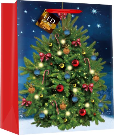 Подаръчна торбичка XMAS Large LED, 26x33x12cm