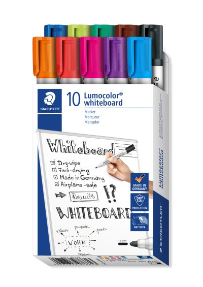 Комплект м-ри Staedtler Lumocolor 351 за бяла д,об,10цв