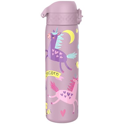 Бутилка за вода Ion8 Print, метална, 600ml, Unicorns