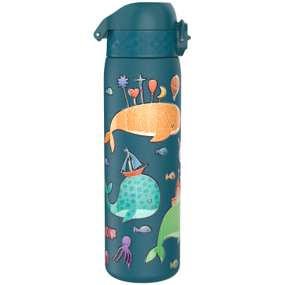 Бутилка за вода Ion8 Print, метална, 600ml, Whales