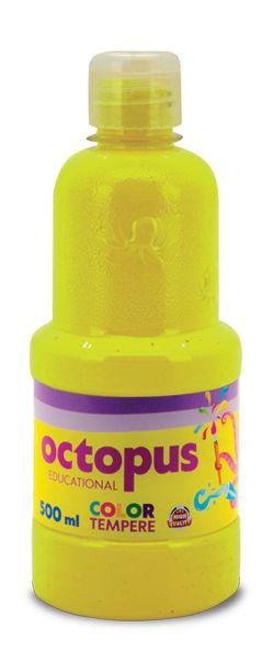 Темперна боя Octopus, 500 мл в бутилка, жълта