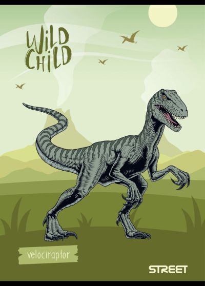 Тетрадка Street, А4, бели листа, 54л, Dinosaurs