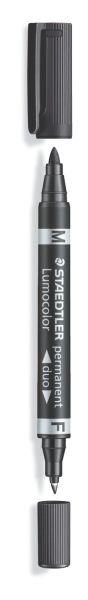 Двувърх перманентен маркер Staedtler Duo 348 F и М,чере