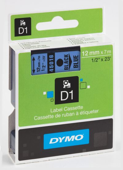 Етикети Dymo D1 Stand,12mmх7m, бял текст/черен фон