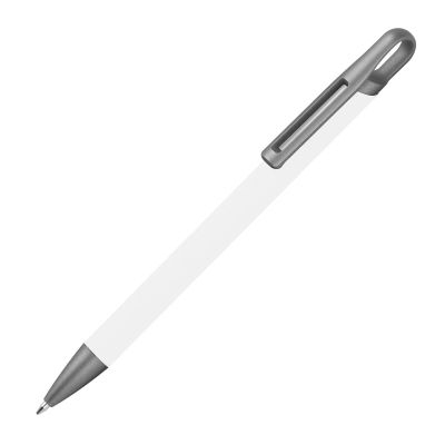 Химикалка от рециклиран алуминий, гумирана, БЯЛ