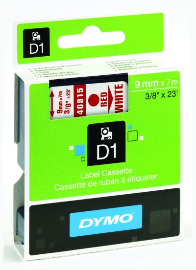 Етикети Dymo D1 Standard,9mmх7m,черв текст/бял фон